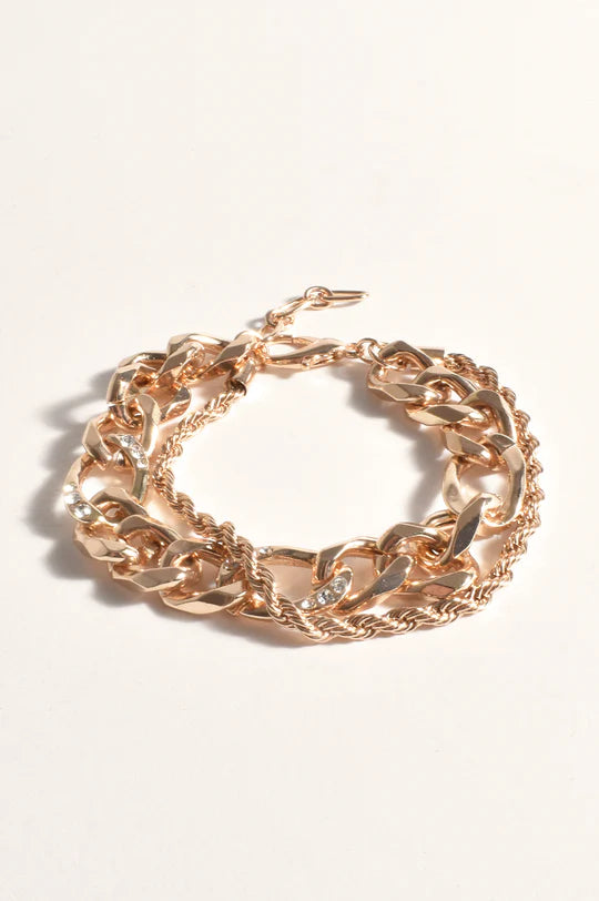 DIAMANTE LINK BRACELET SET (GOLD)
