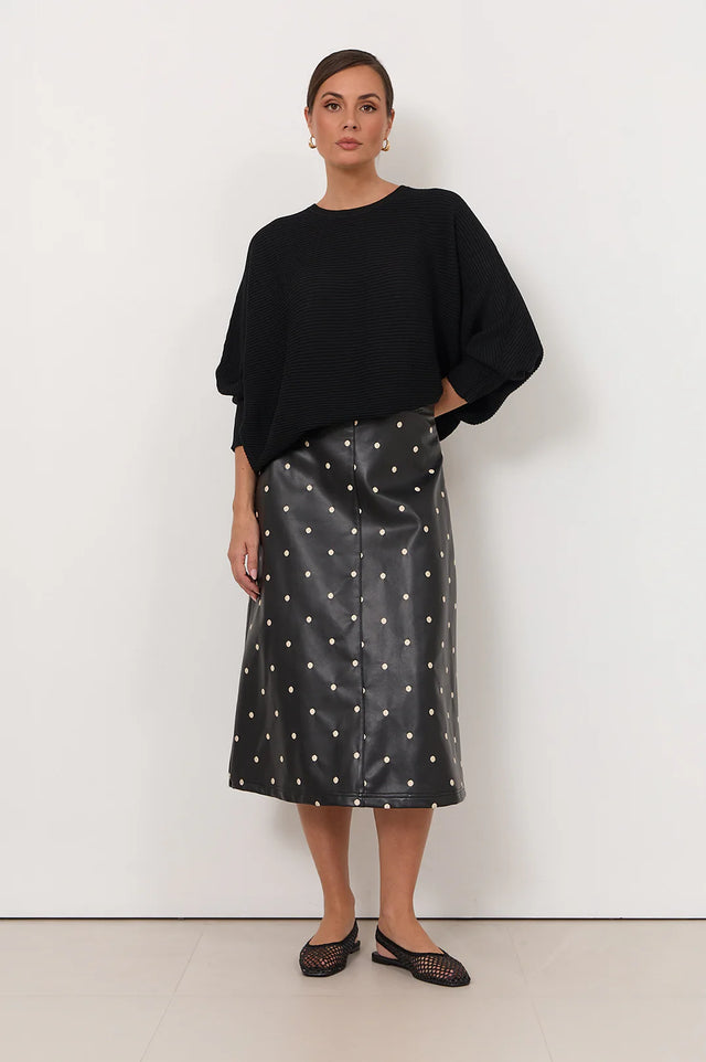 Viktoria Faux Leather Skirt (Black)