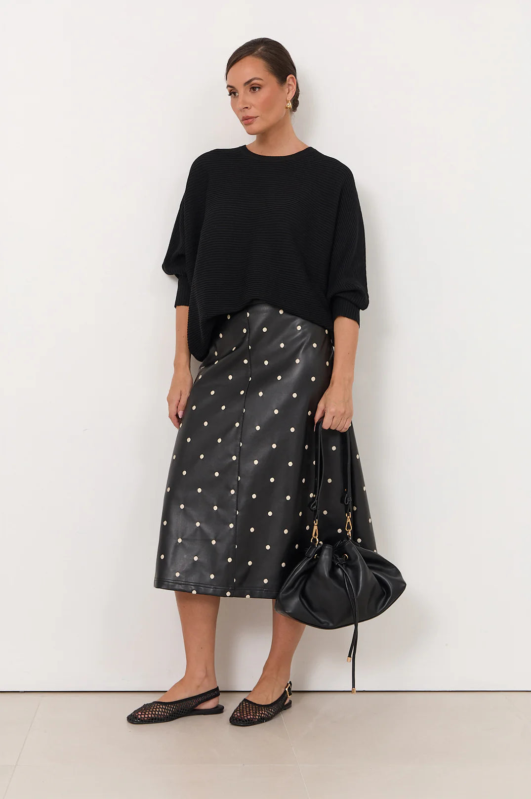 Viktoria Faux Leather Skirt (Black)