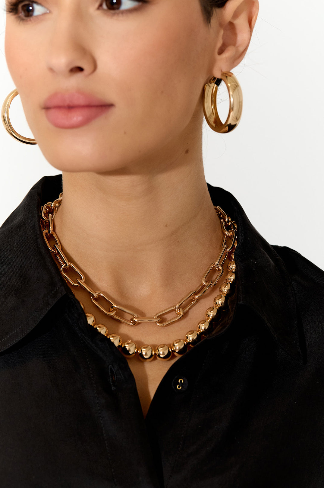 Ball and Chain Layer Necklace (Gold)