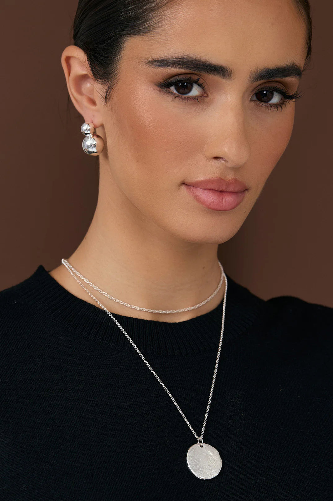 Layered Pendant Drop Necklace (Gold)