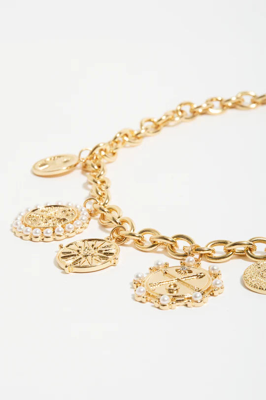 Charlie Multi Charms Necklace (Gold)