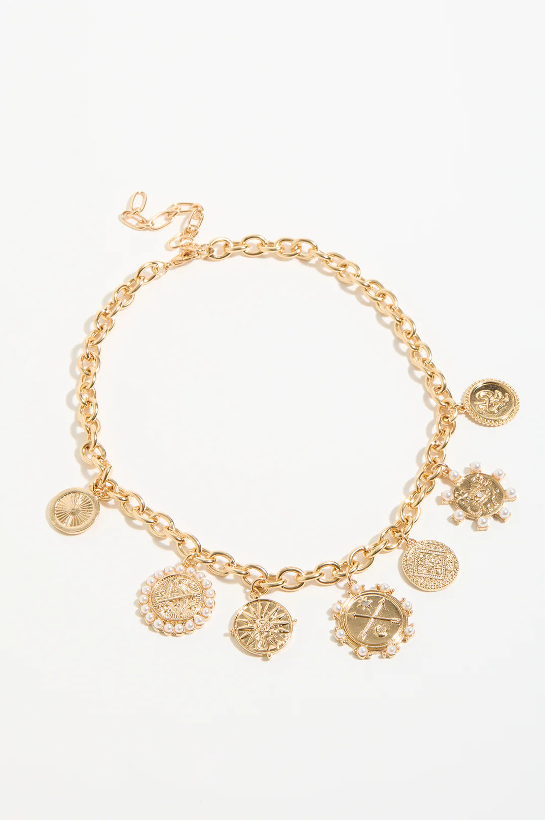 Charlie Multi Charms Necklace (Gold)