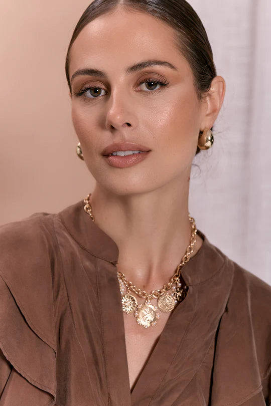 Charlie Multi Charms Necklace (Gold)