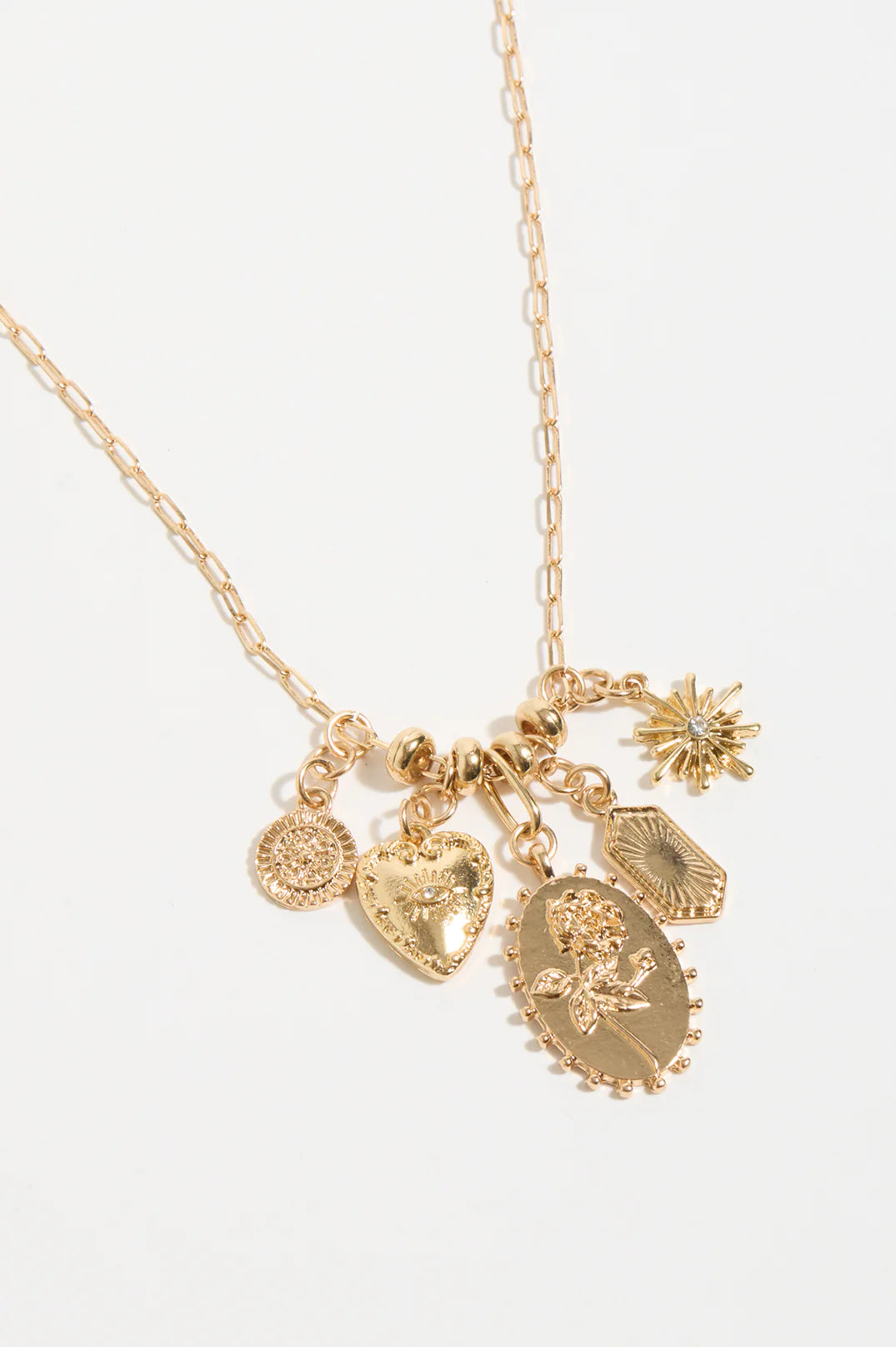 NELLIE FLORAL CHARM CLUSTER NECKLACE