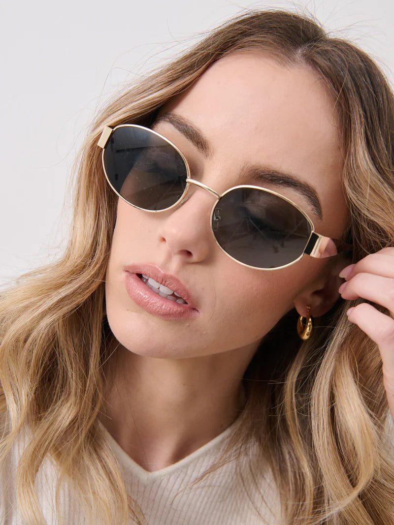 L&S ROUND METAL OVAL SUNGLASSES - BLACK