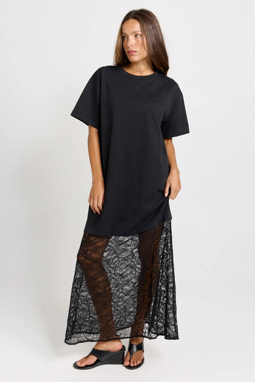 SIM LACE HEM TEE DRESS