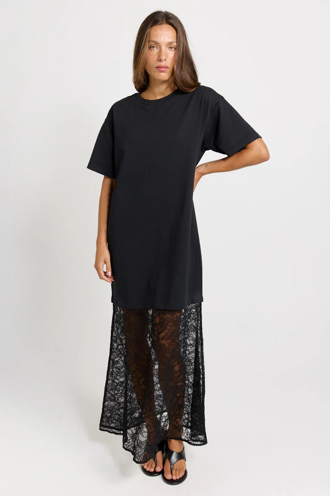 SIM LACE HEM TEE DRESS