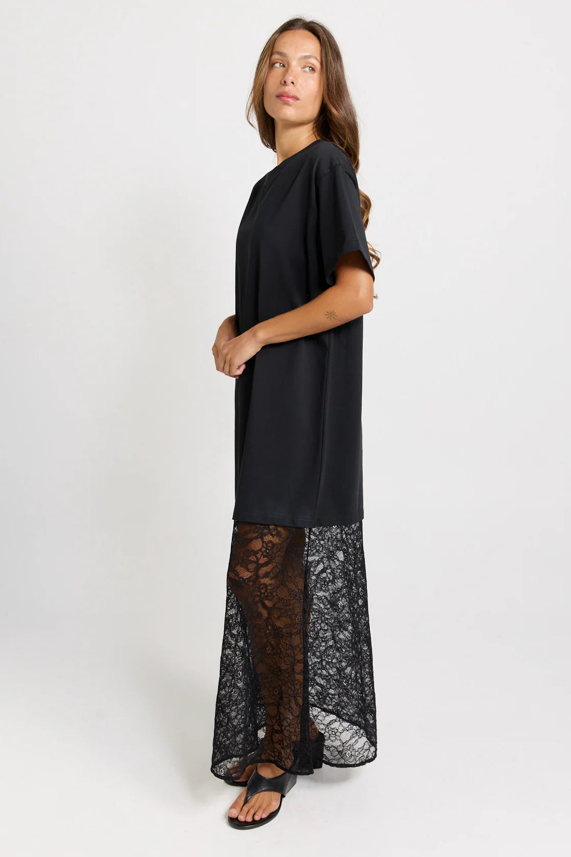 SIM LACE HEM TEE DRESS