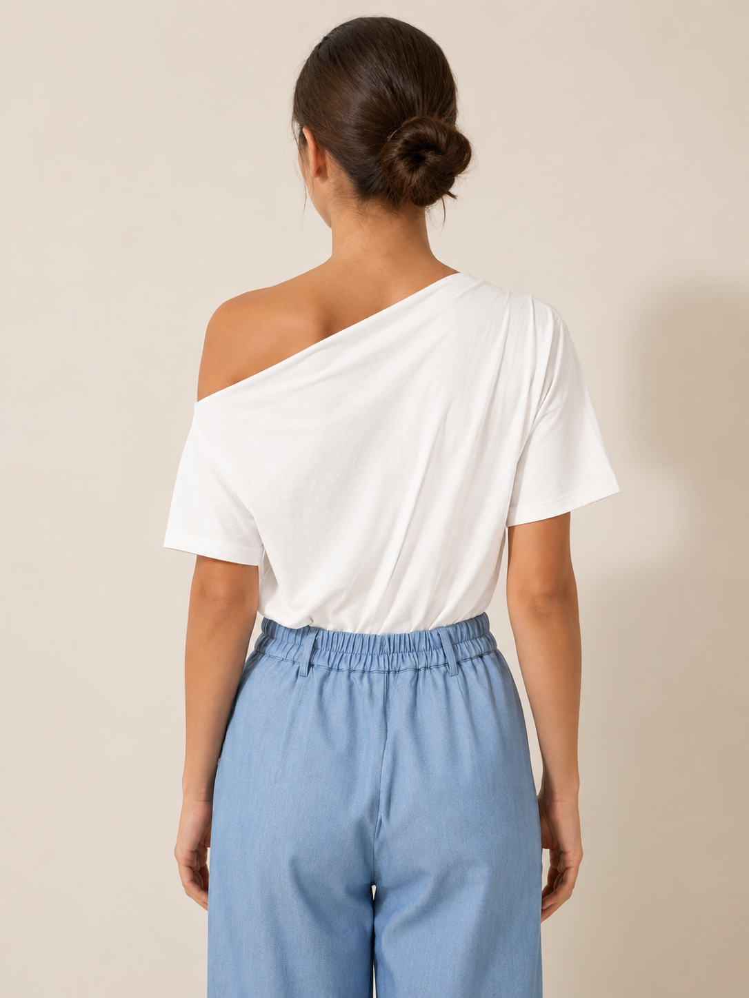 Asymmetrical Off-Shoulder Cotton Top