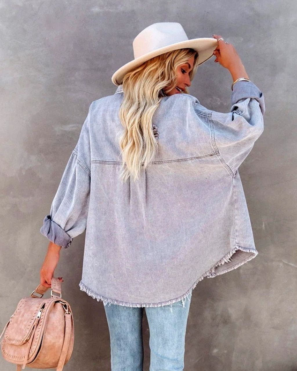 MARLEY DISTRESSED DENIM SHIRT JACKET