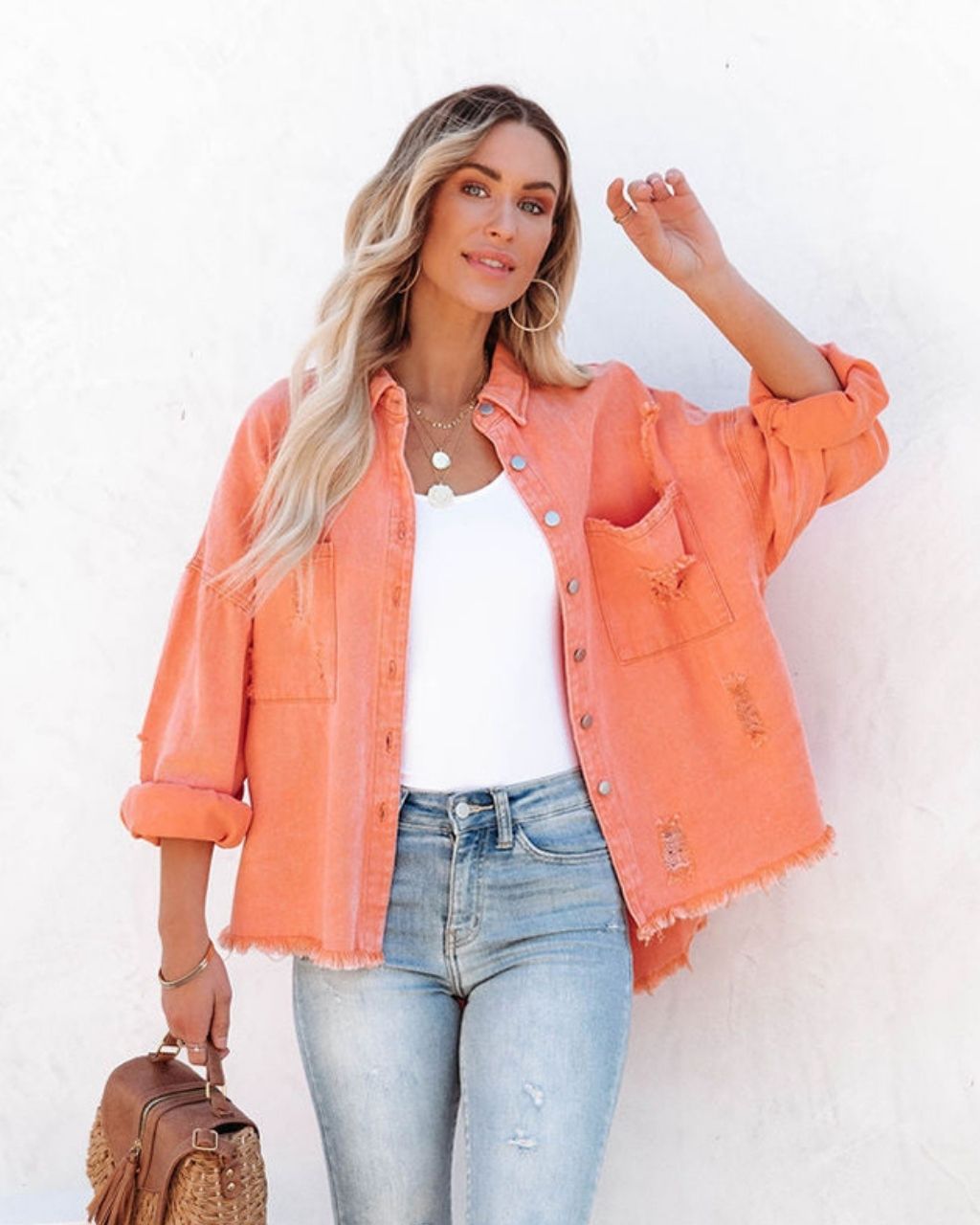 MARLEY DISTRESSED DENIM SHIRT JACKET
