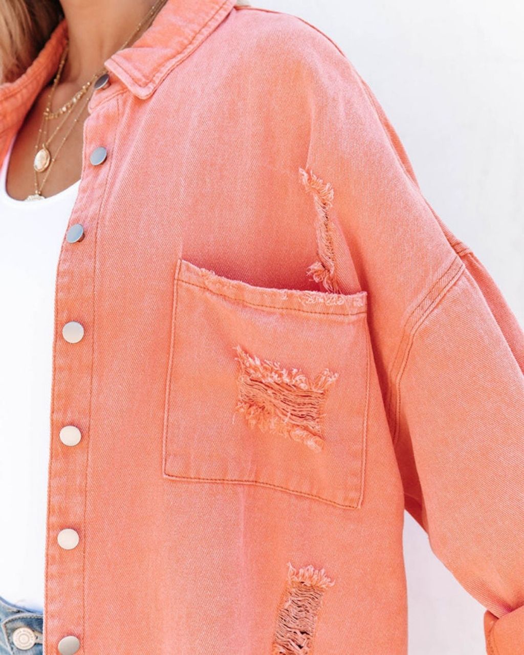 MARLEY DISTRESSED DENIM SHIRT JACKET