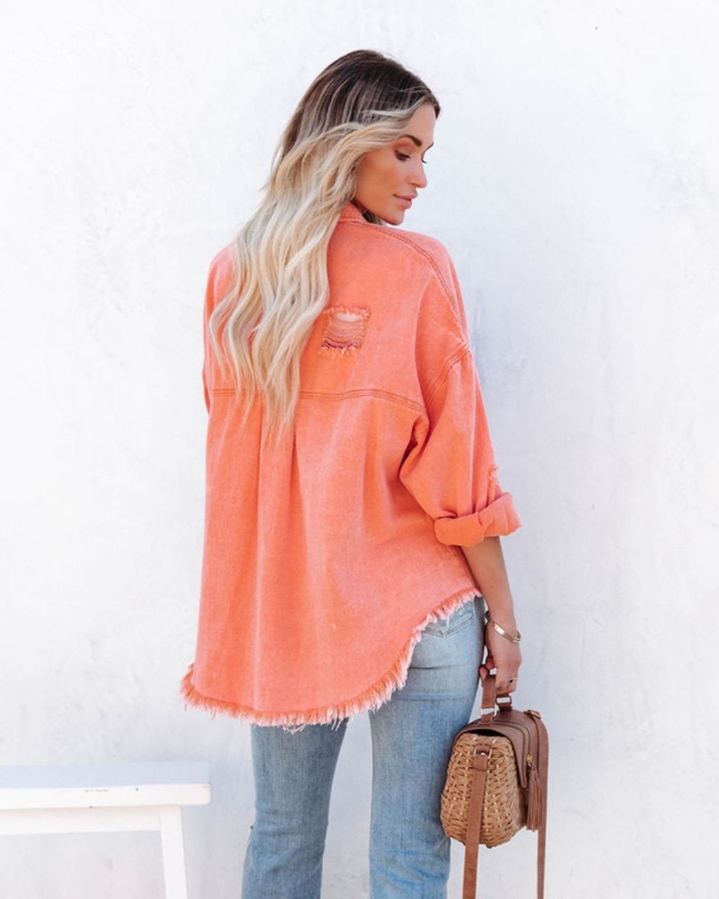 MARLEY DISTRESSED DENIM SHIRT JACKET