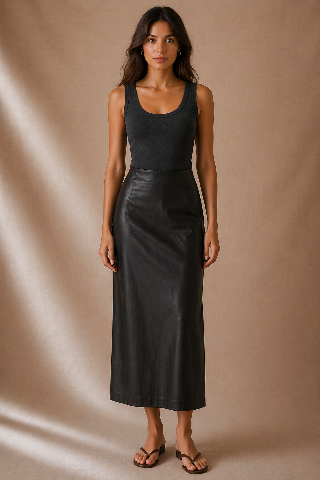 FAUX LEATHER PENCIL SKIRT