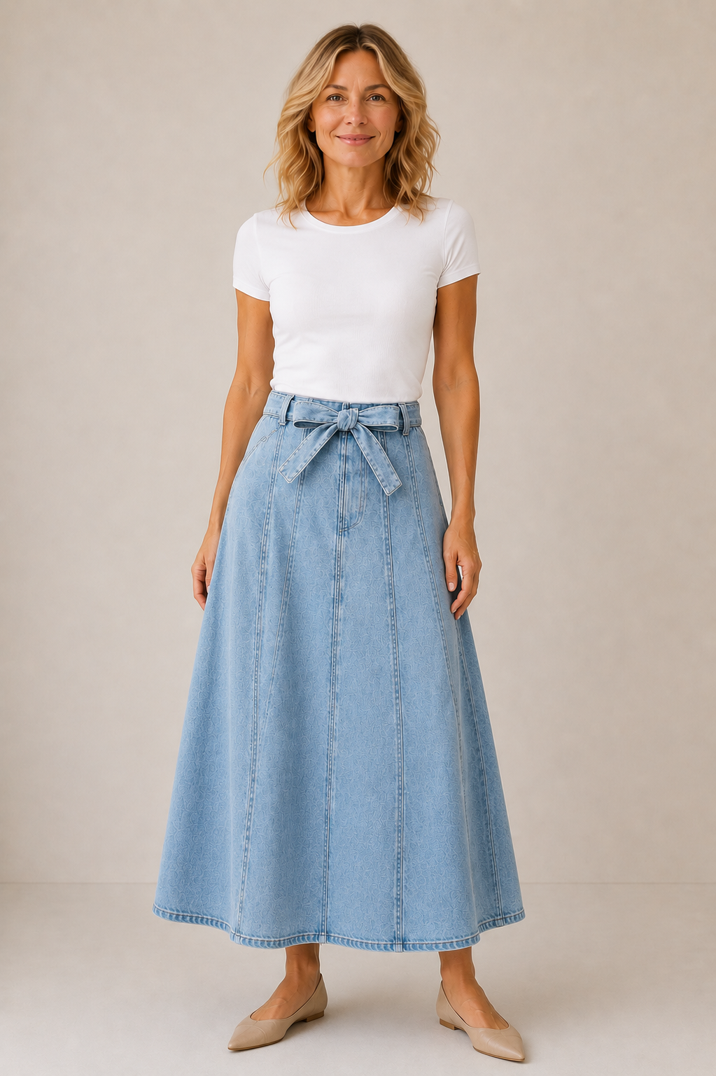 PANEL DENIM SKIRT