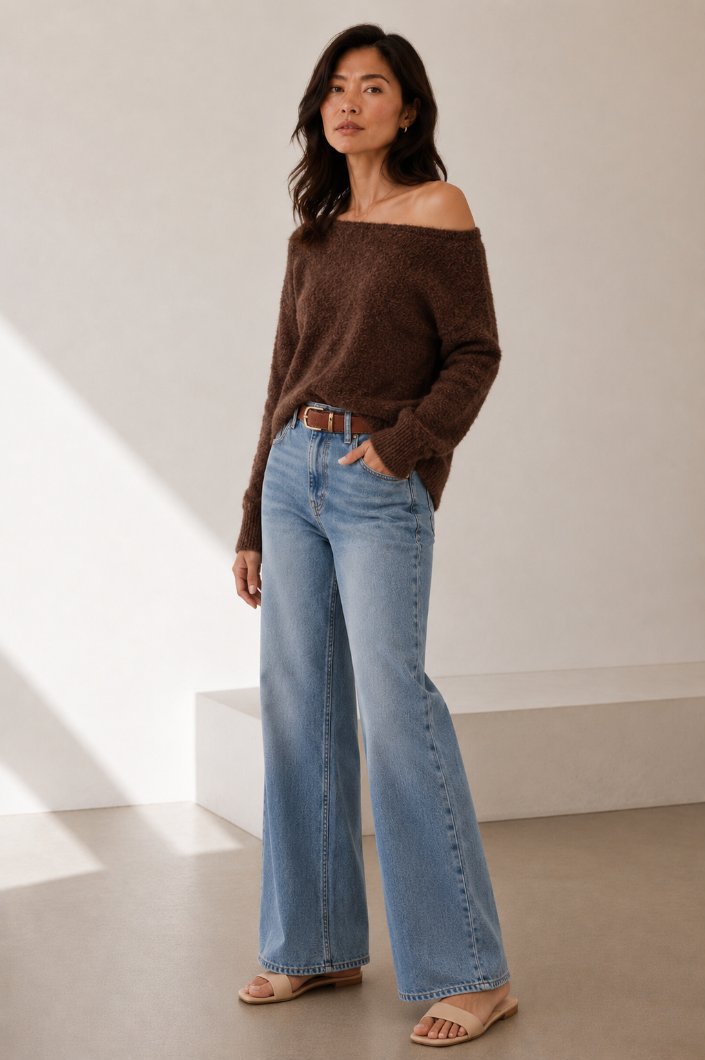 Fluffy Off shoulder Knit