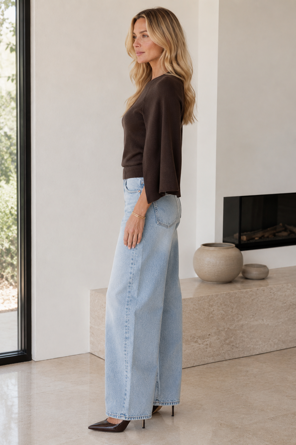 Cape Sleeve Fine Knit Top