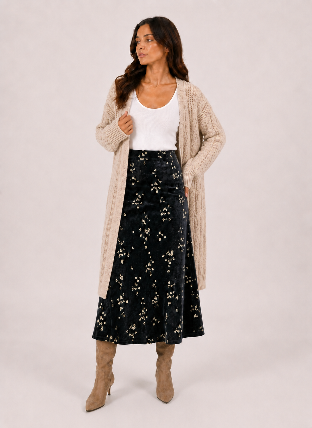DITZY FLORAL VELVET SKIRT