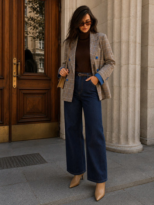 TWEED DENIM TRIM BLAZER