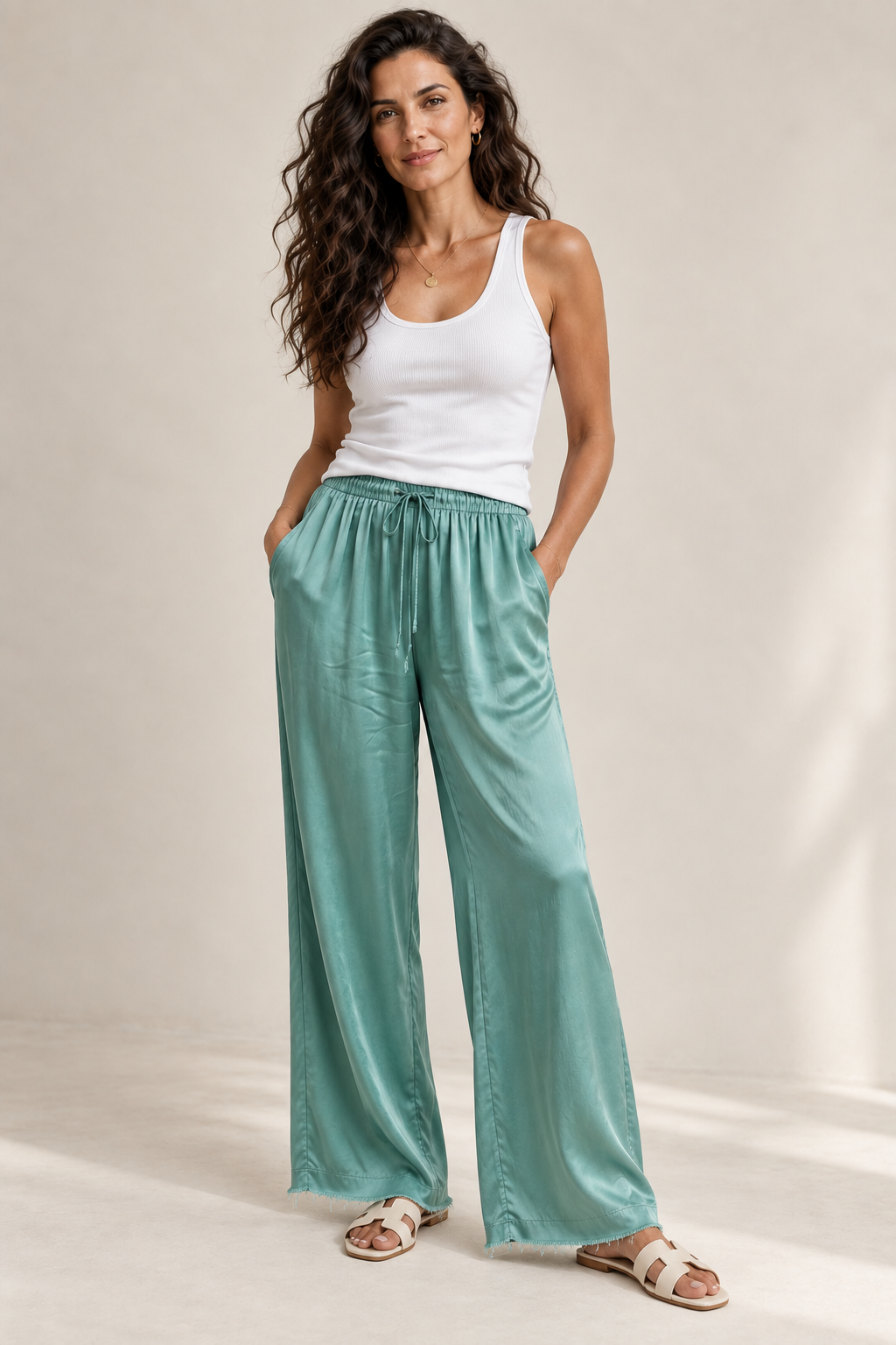 Italian Satin Wide Leg Pant