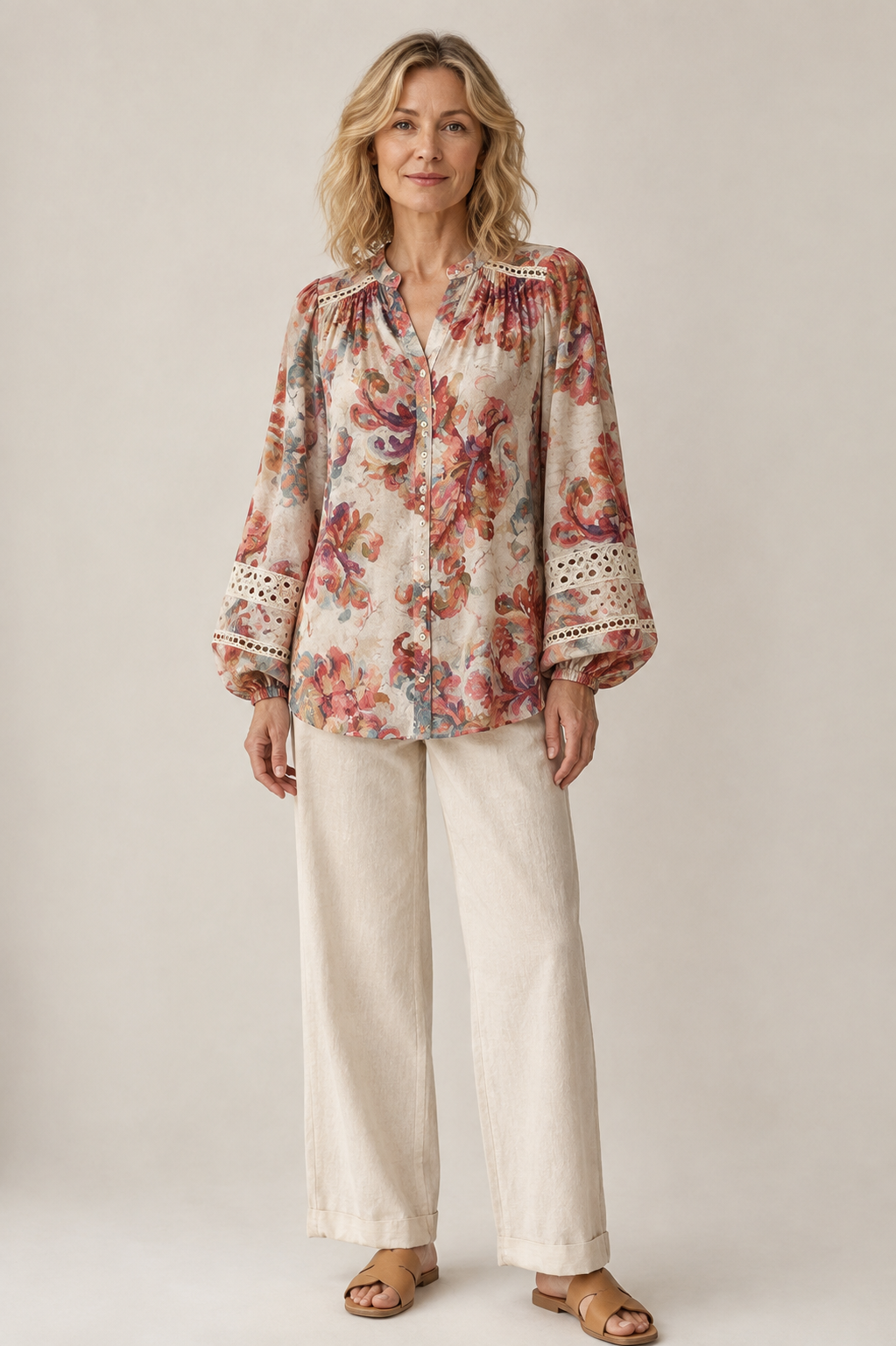 FLORAL LACCE DETAIL BLOUSE