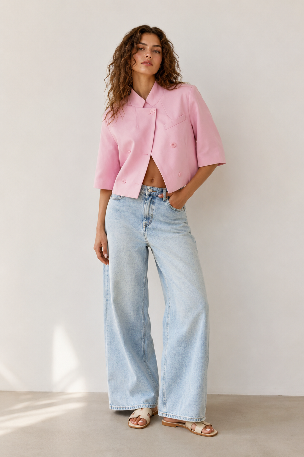 Cropped Double-Breasted Jacket