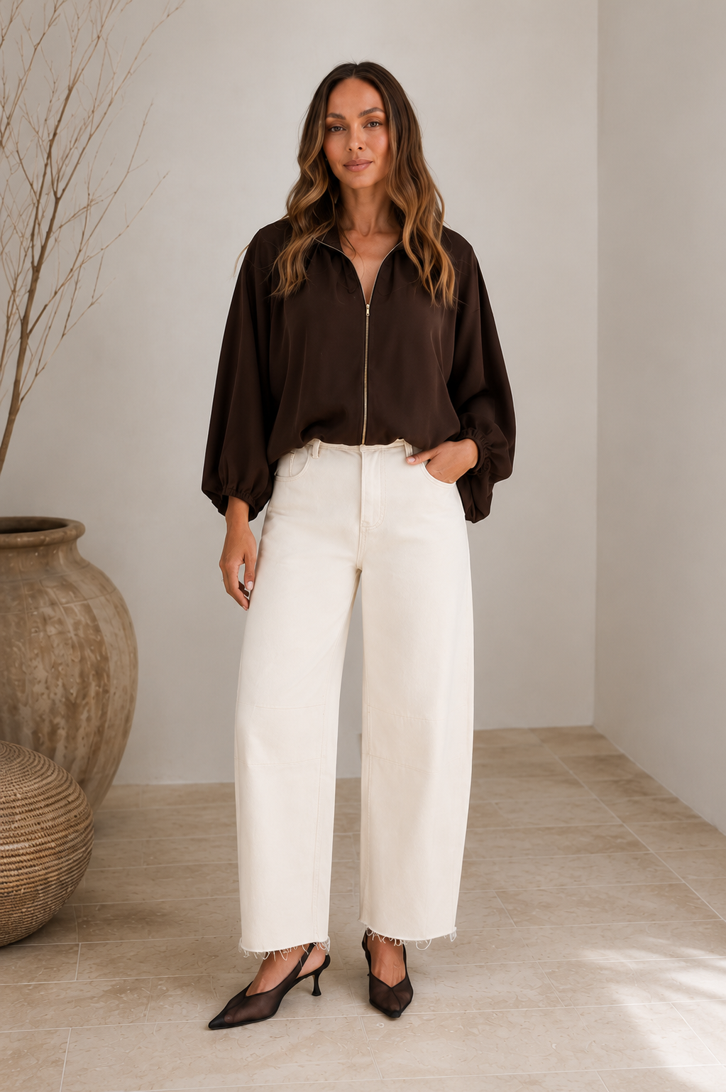 THE BARREL PANT- IVORY