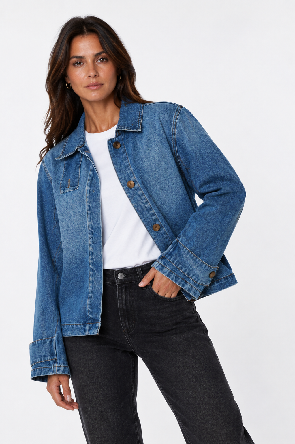 FUNNEL NECK DENIM JACKET