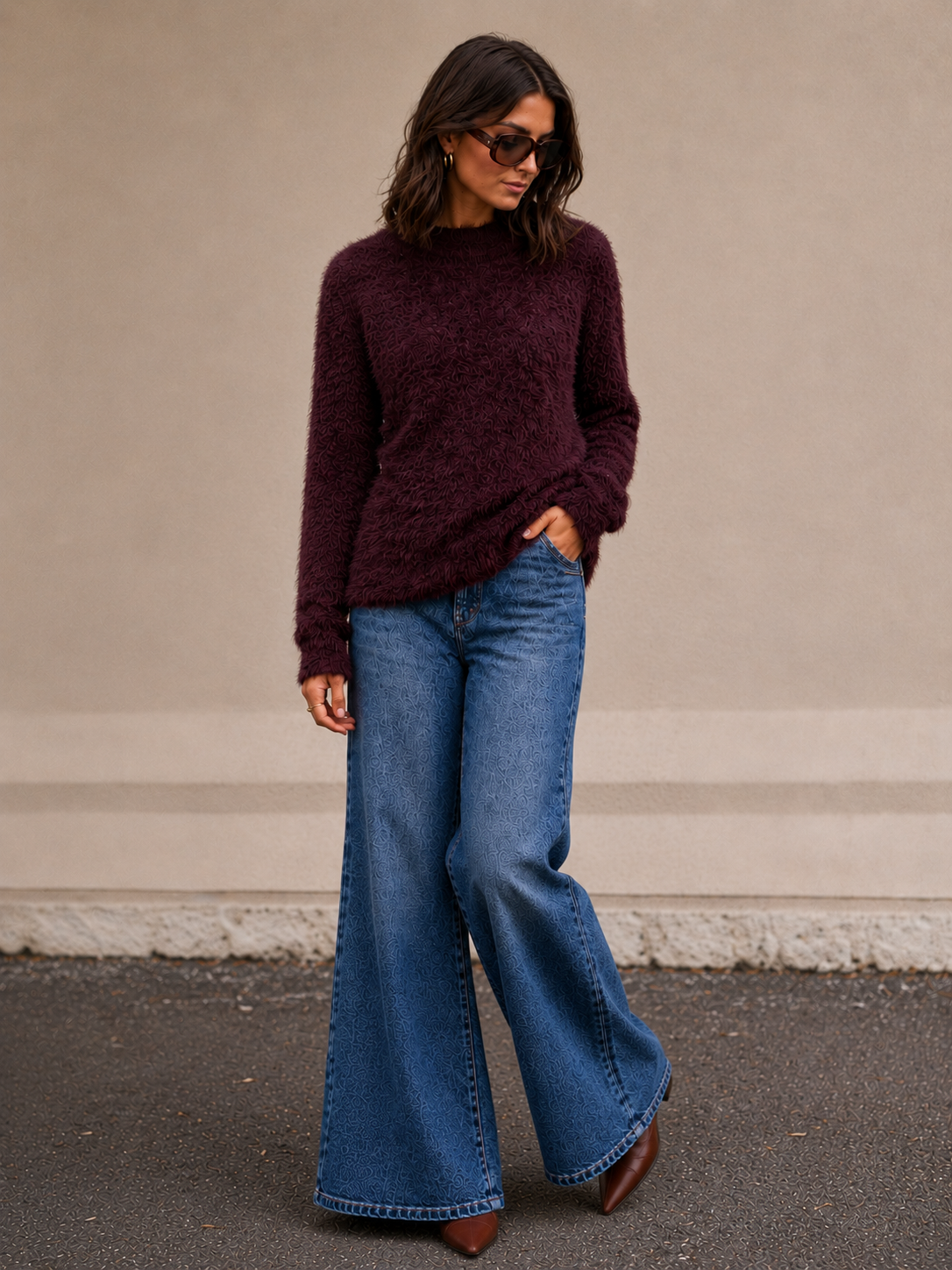 ALLY FLUFFY OS JUMPER - BERRY