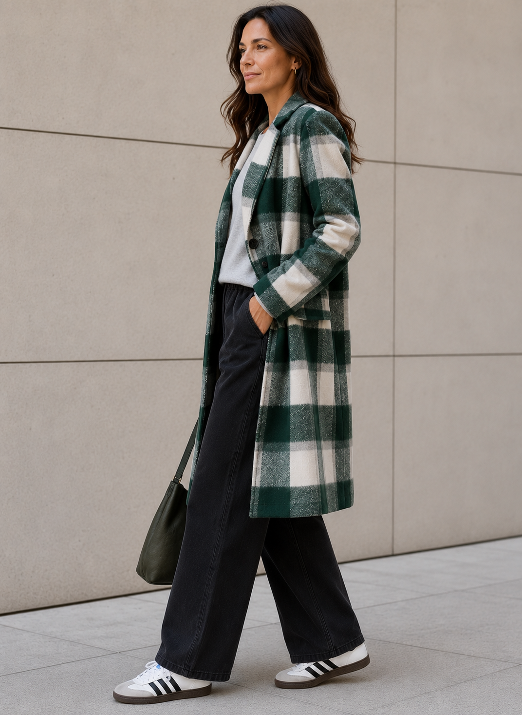 GINGHAM WINTER COAT- GREEN