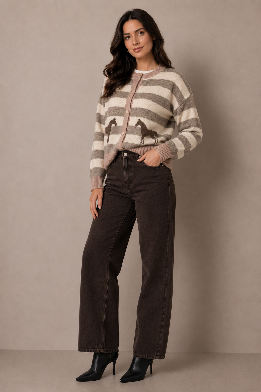 PONY STRIPE CARDIGAN
