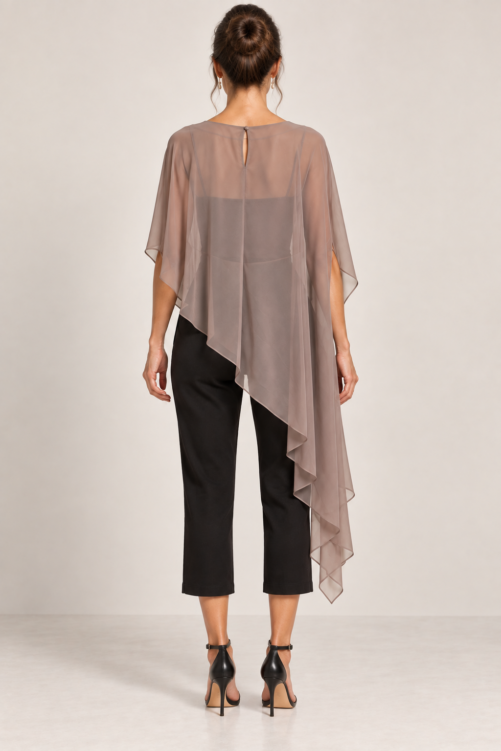 Sheer Asymmetrical Chiffon Cape