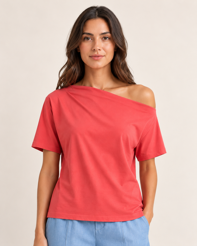 Asymmetrical Off-Shoulder Cotton Top | Venom Emilio