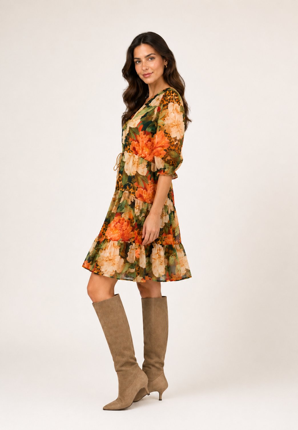 LEOPARD PEONY SELMA SHORT DRESS