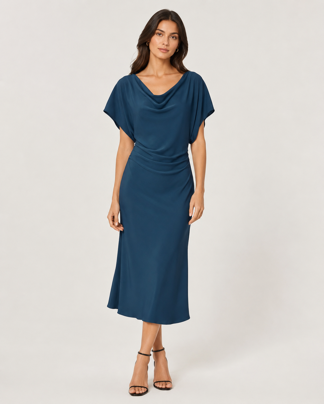 Cowl Neck Viscose Midi Dress