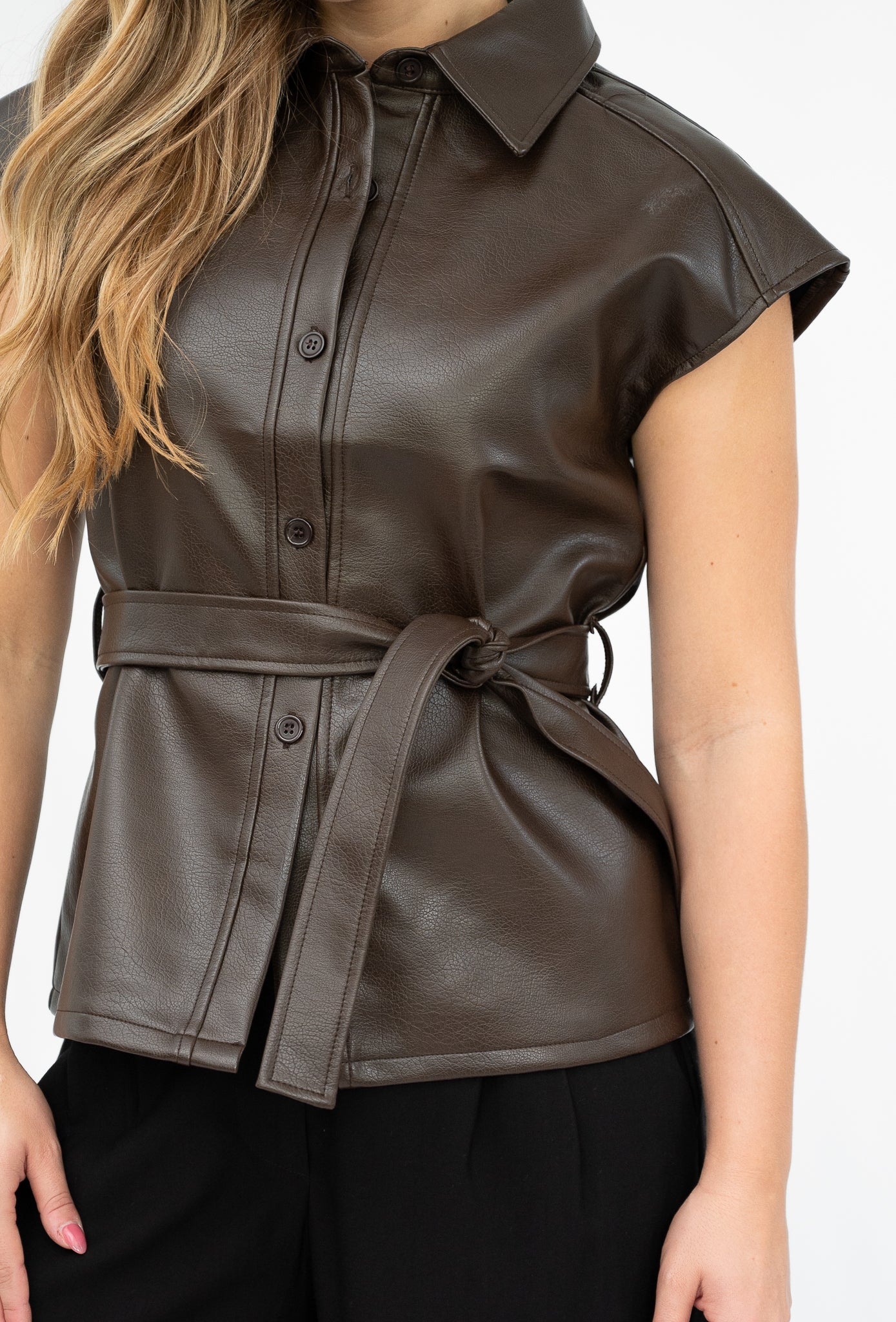PLEATHER TIE VEST