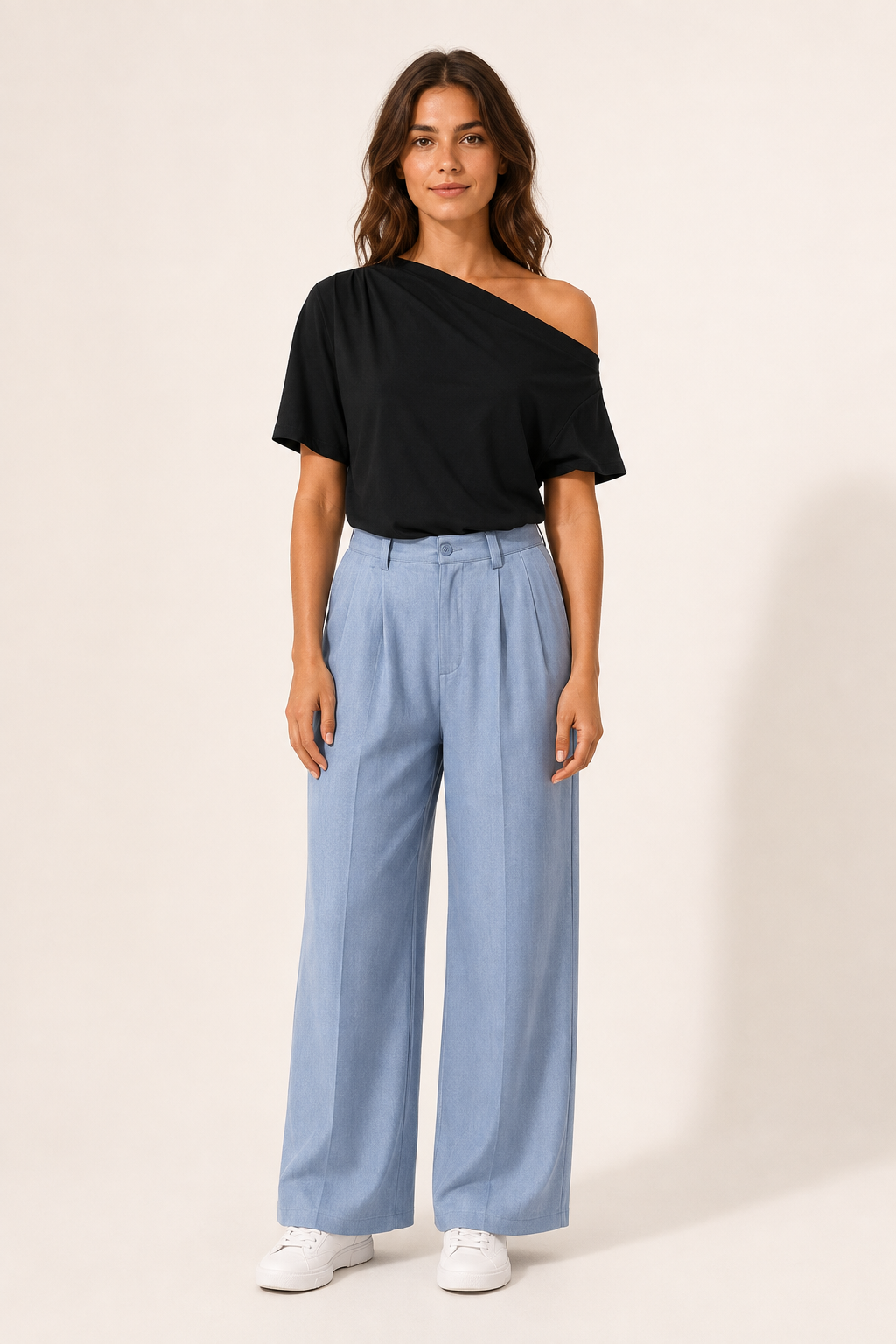 Asymmetrical Off-Shoulder Cotton Top