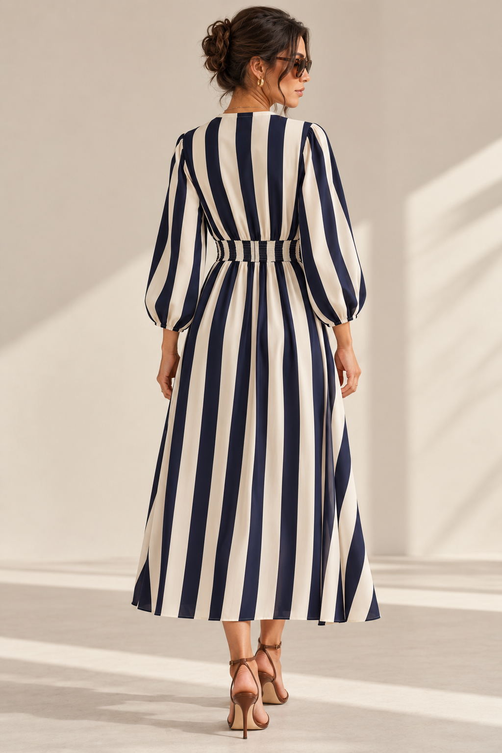 GELATO STRIPE MIDI DRESS- NAVY