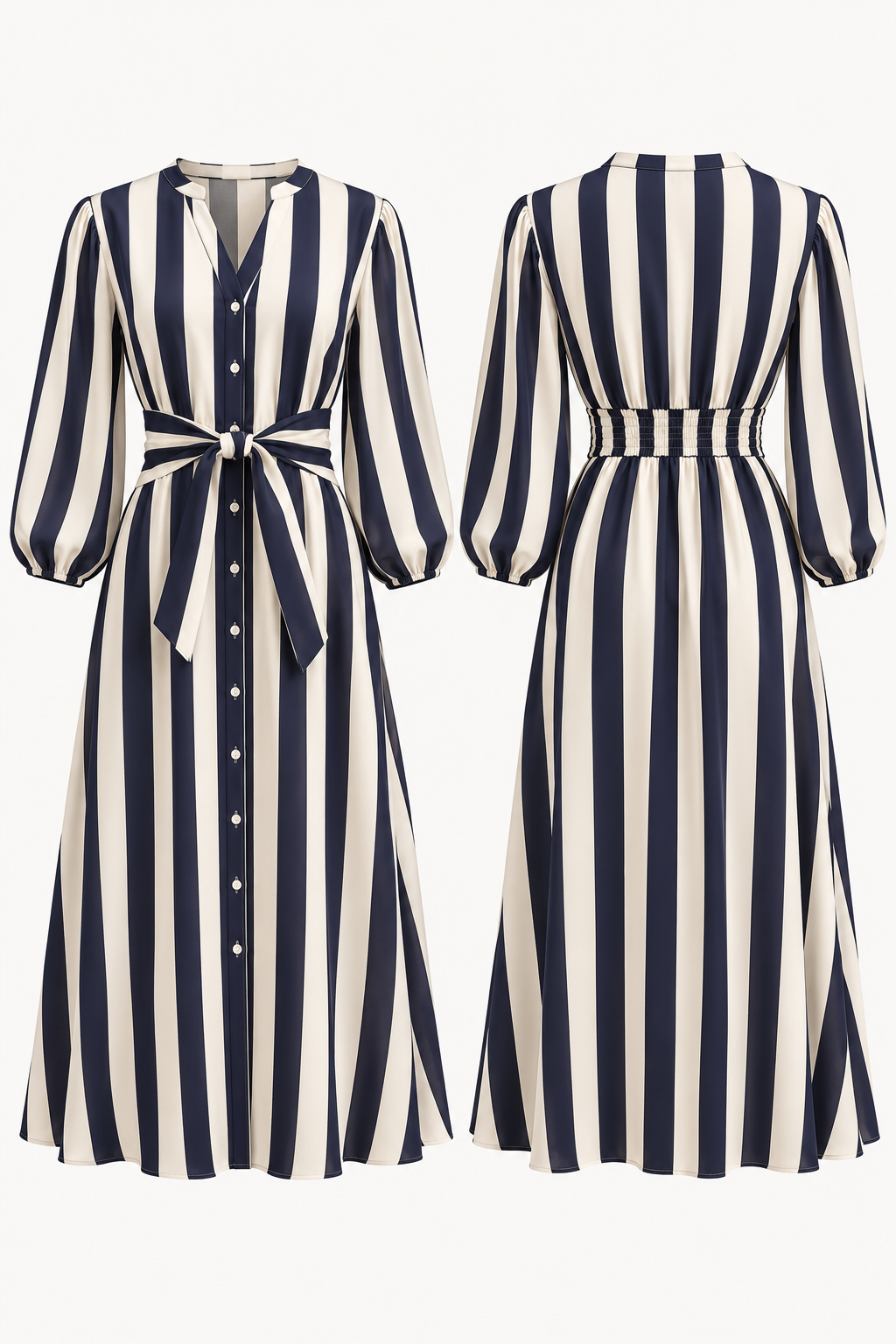 GELATO STRIPE MIDI DRESS- NAVY