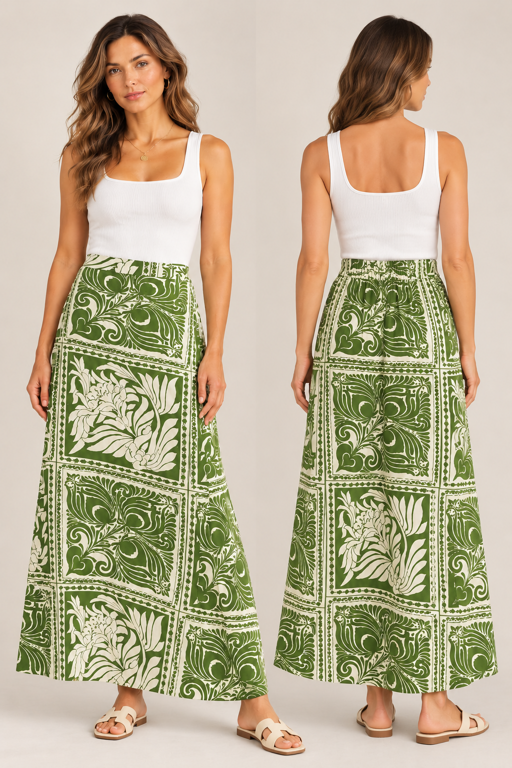 Botanical Print Maxi Skirt