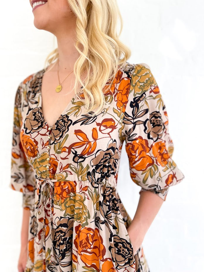 AUTUMN FLORAL DRESS