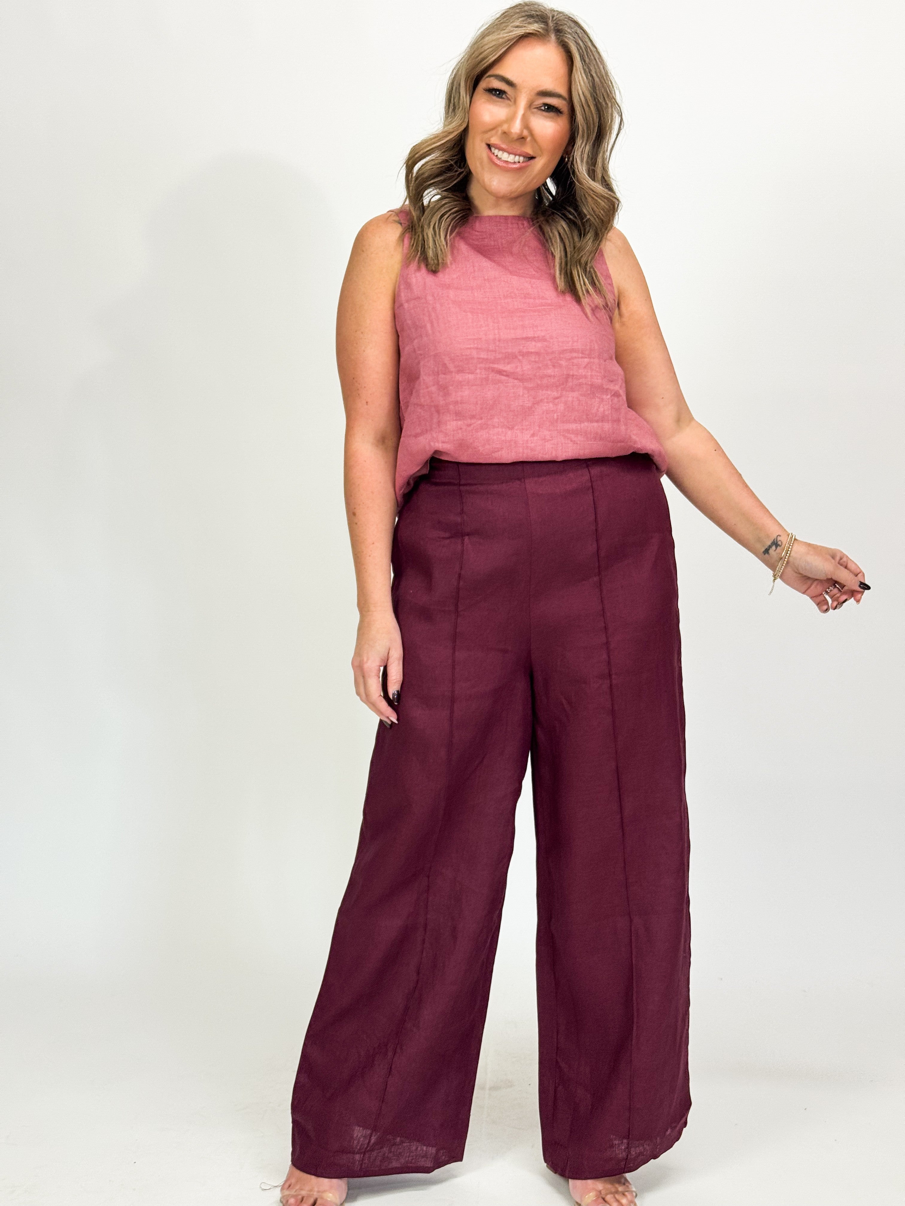 PINTUCK LINEN PANTS