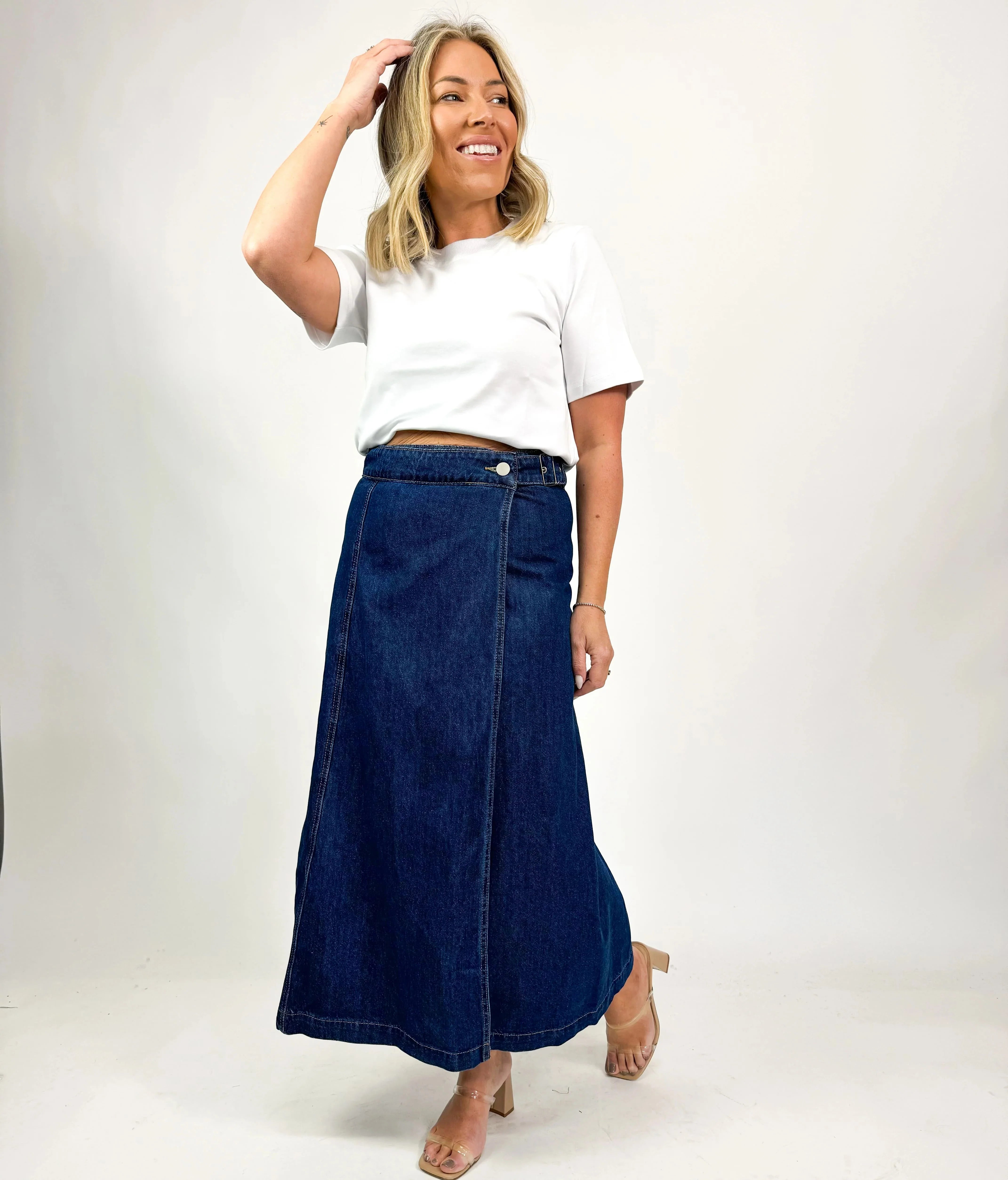 WRAP DENIM SKIRT