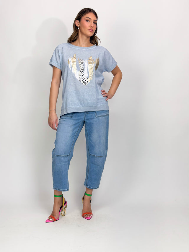 LOVE METALIC MOTIF TEE
