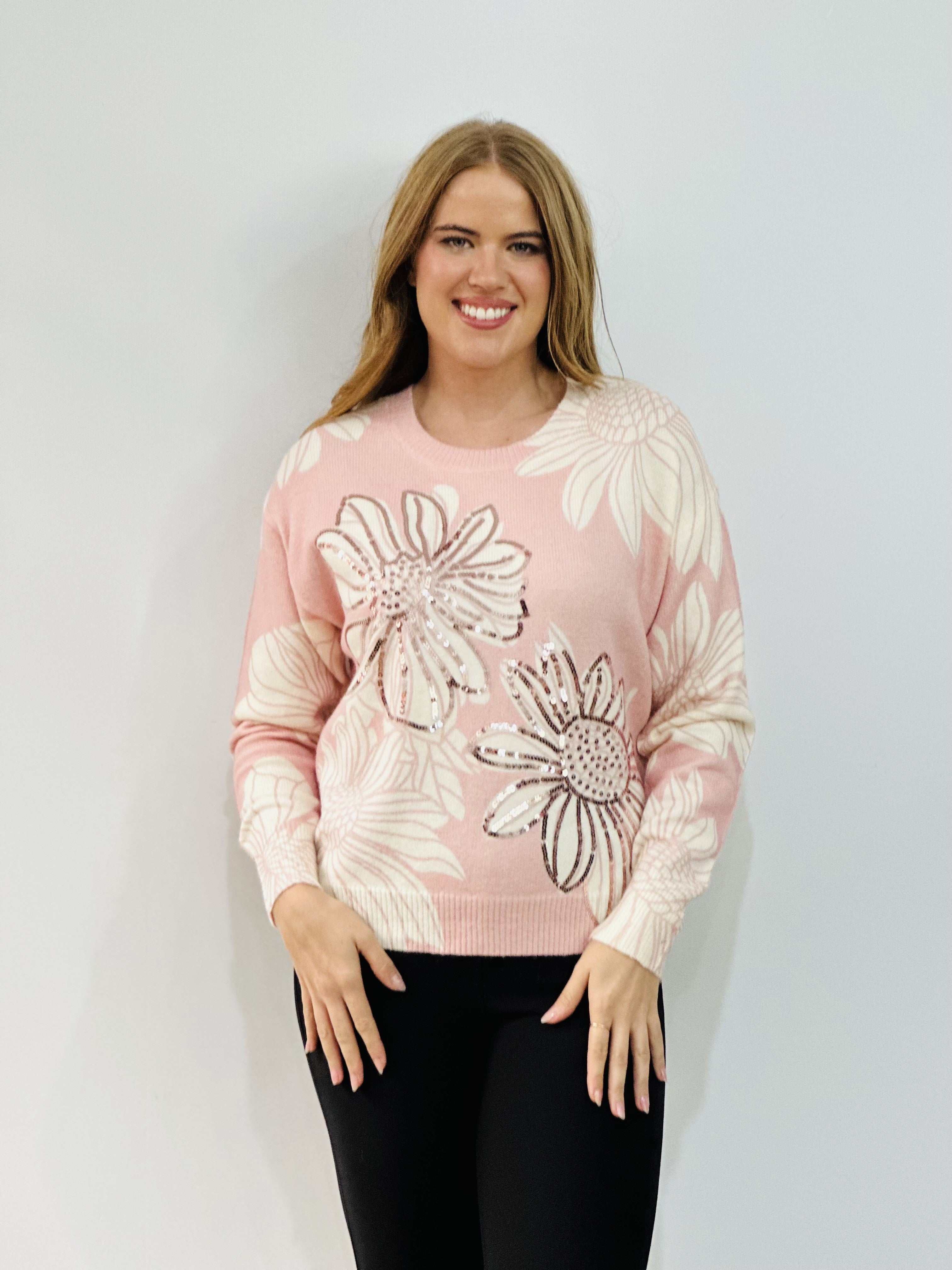 SEQUIN FLOWER KNIT
