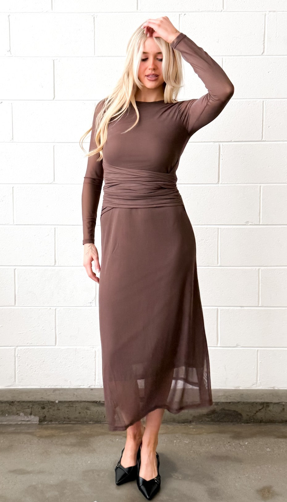 SASH MESH DRESS