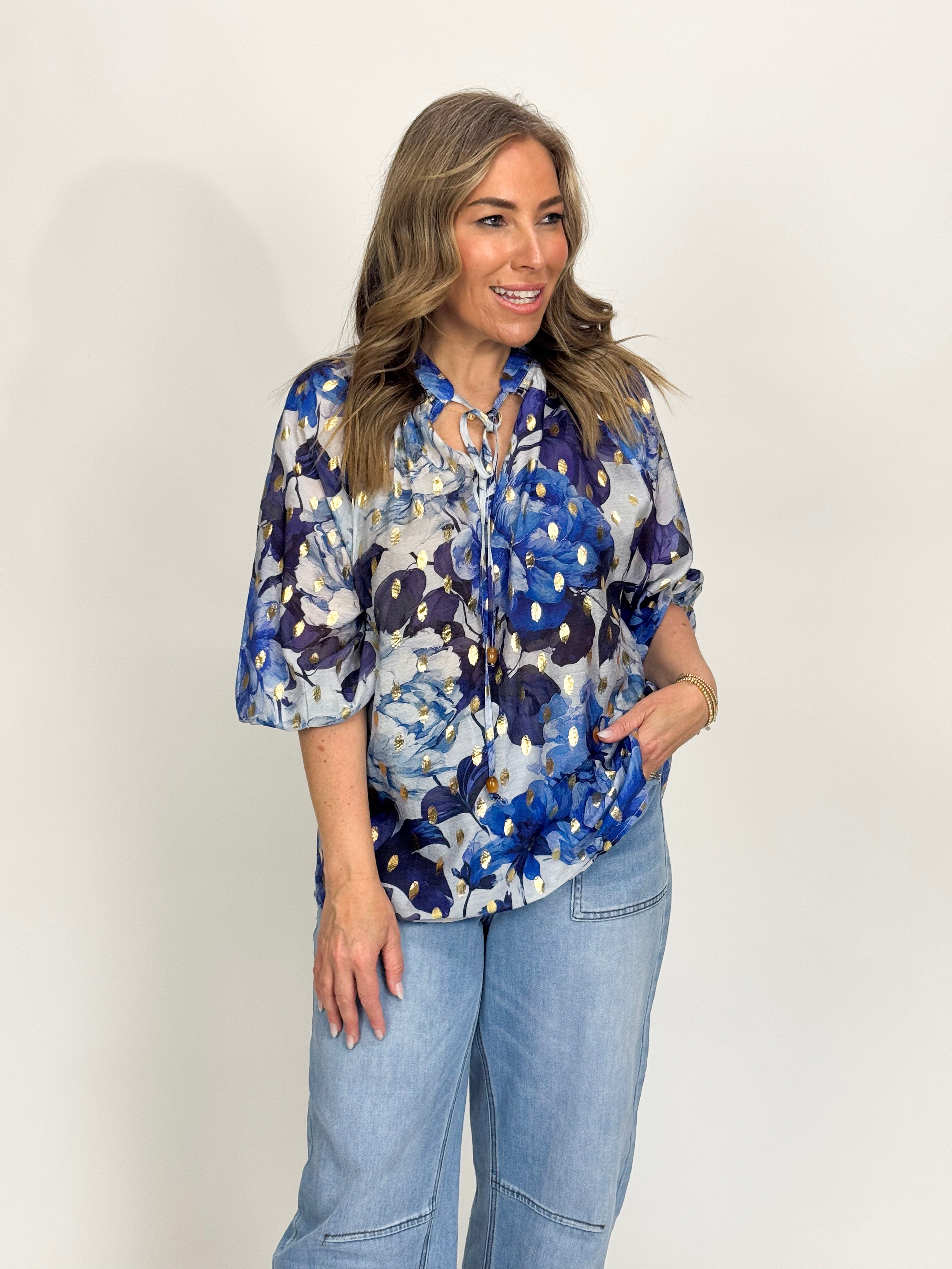 METALIC FLORAL SHIRT
