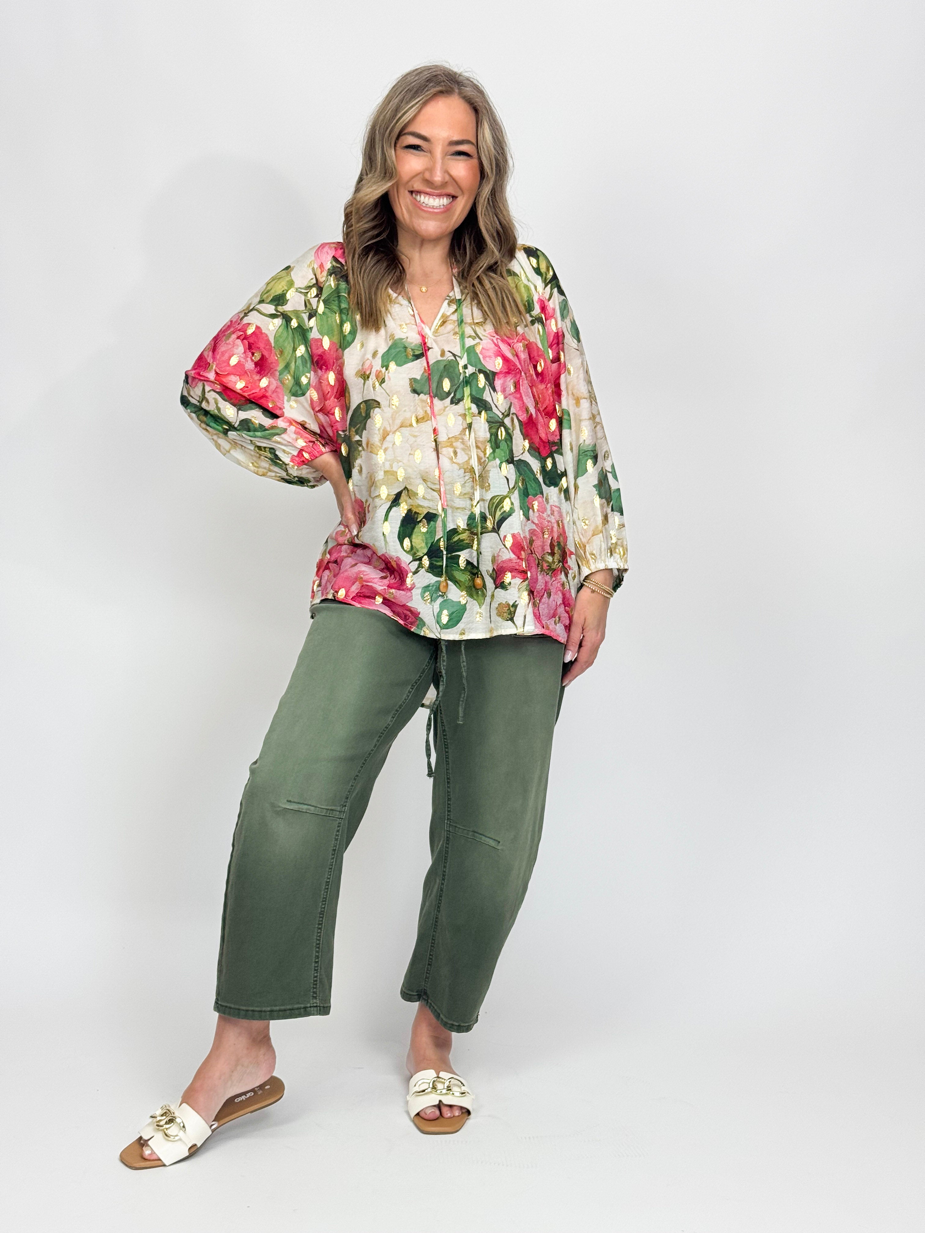 METALIC FLORAL SHIRT