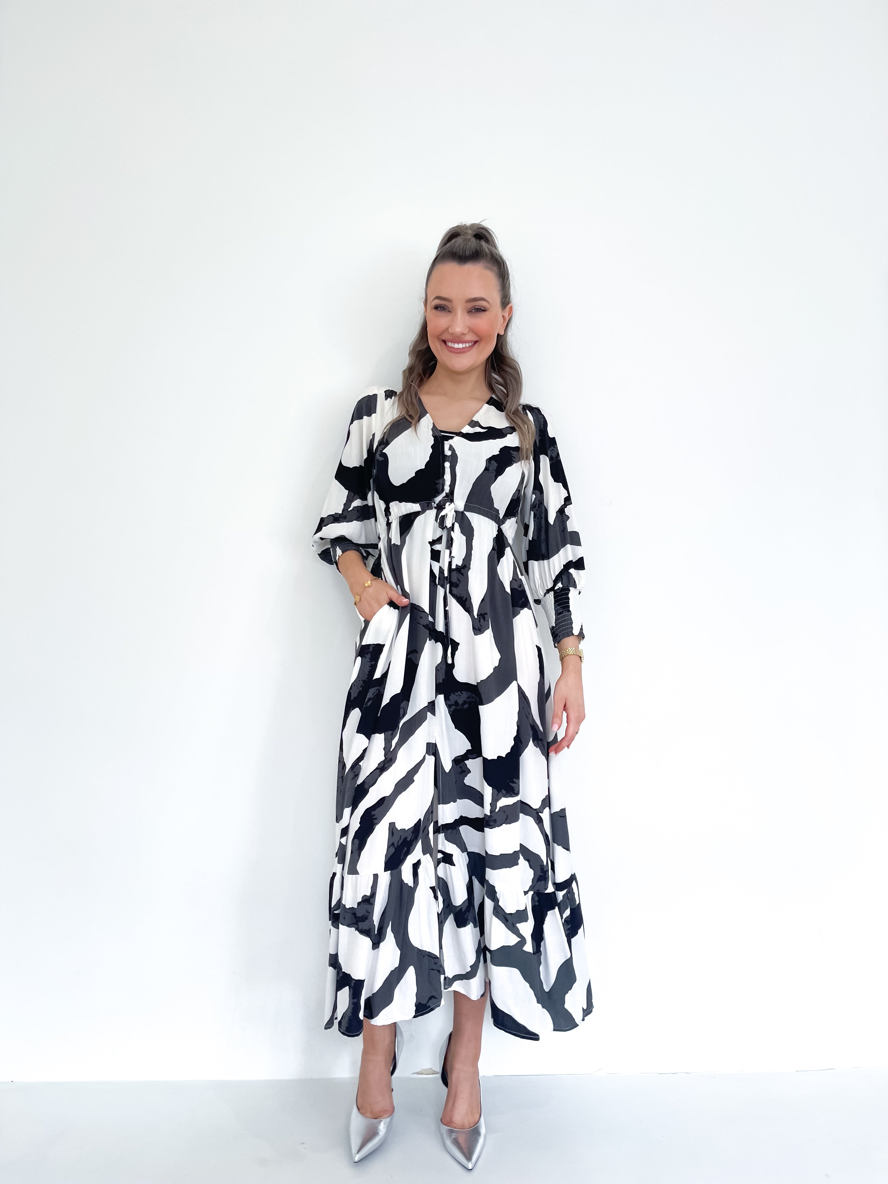 JUNE MONOCHROME  MAXI DRESS